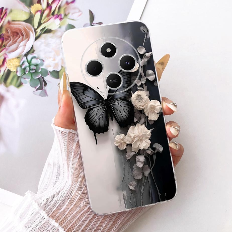 Чехол для Xiaomi Redmi 14C Красивый чехол с рисунком бабочки Мягкий силиконовый чехол для телефона для Xiaomi Poco C75 PocoC75 Redmi 14C
