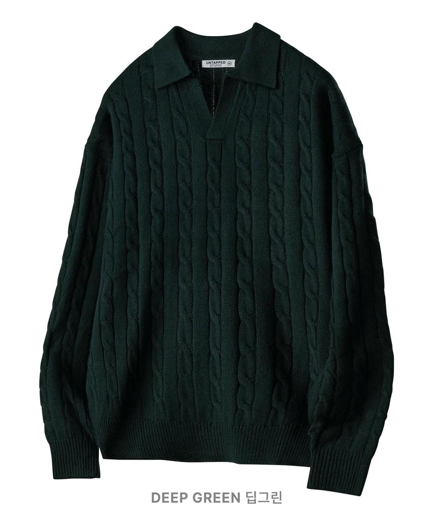 UNTAPPED STUDIO [Set] Oversized Cable Collar Knit Or Oversized Round Knit (Type A)