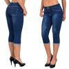 Women Summer Capri Jeans Danim Mid Jeans Bermuda Skinny Knee Length Middle-waisted Jeans Pants
