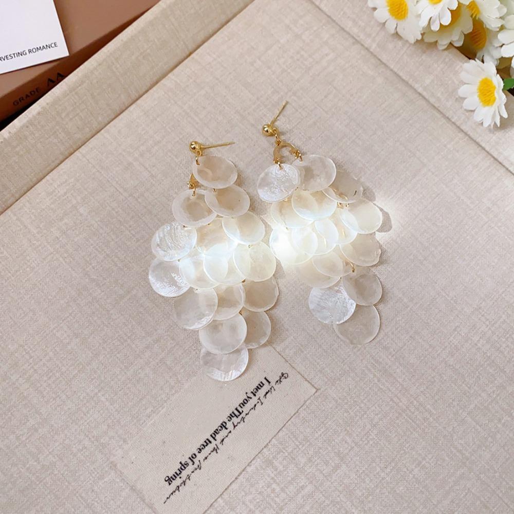 Elegant Shell Earring Bohemian Style Exaggerated Earring Temperament Tassel Drop Earring  Ladies
