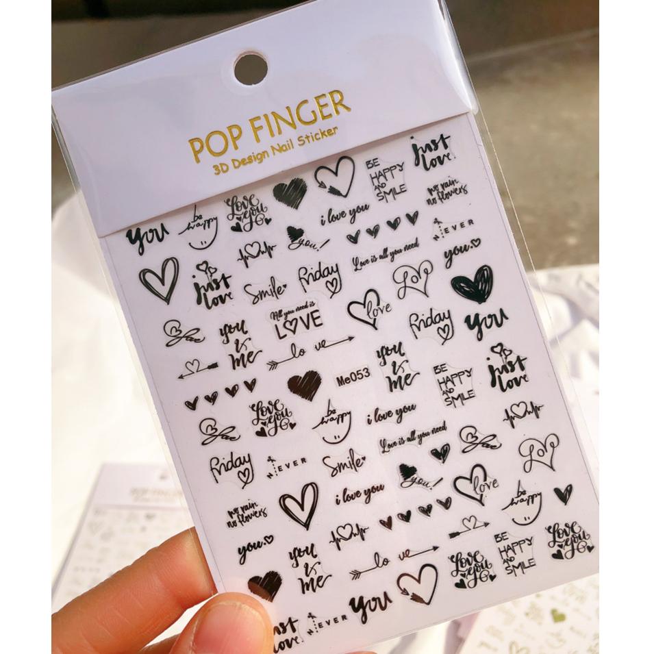 1 Sheet 3D Adhesive Nail Sticker Valentine's Day Heart Rose Decal for Nail Art Decoration