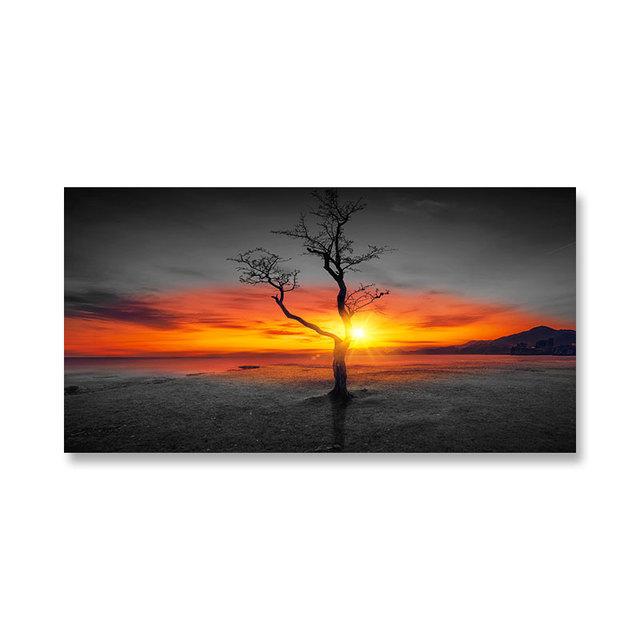 Современный Восход Закат Пейзаж Холст Картины Солнечное Дерево Настенные Картины Тайный Цвет Стены Искусства для Гостиной Настенный Декор Куадрос Без Рамки
