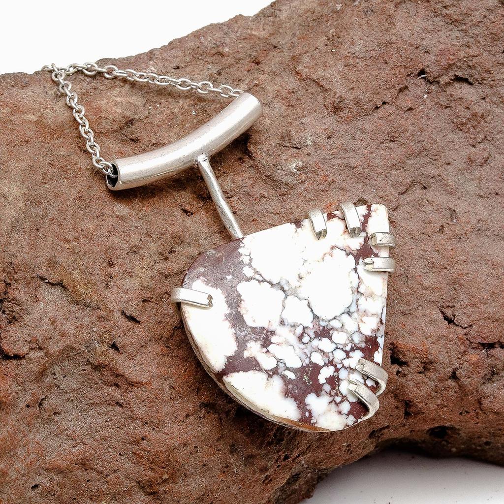 Серебряные ювелирные изделия из дикой лошадиной яшмы с драгоценными камнями 2,25 дюйма, подвески ручной работы