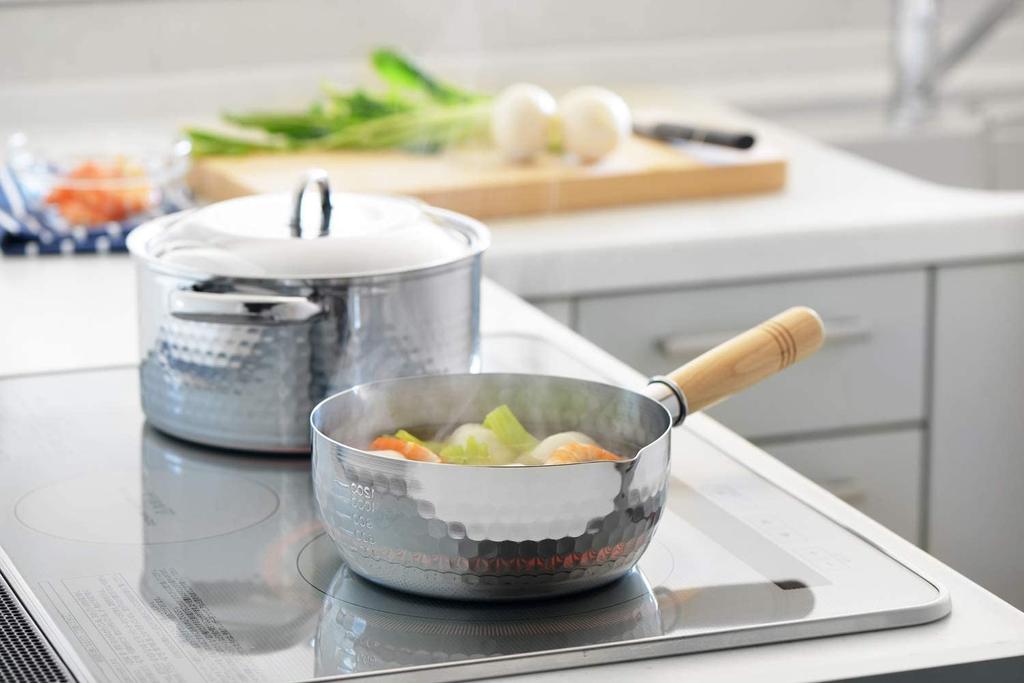 Yoshikawa Yukihira Made In Compatible with IH Gas Stainless Both Sides Spouts YH6752 Pot, One-handed Pot, 18cm, 1.7L, Japan, Fire, Steel,