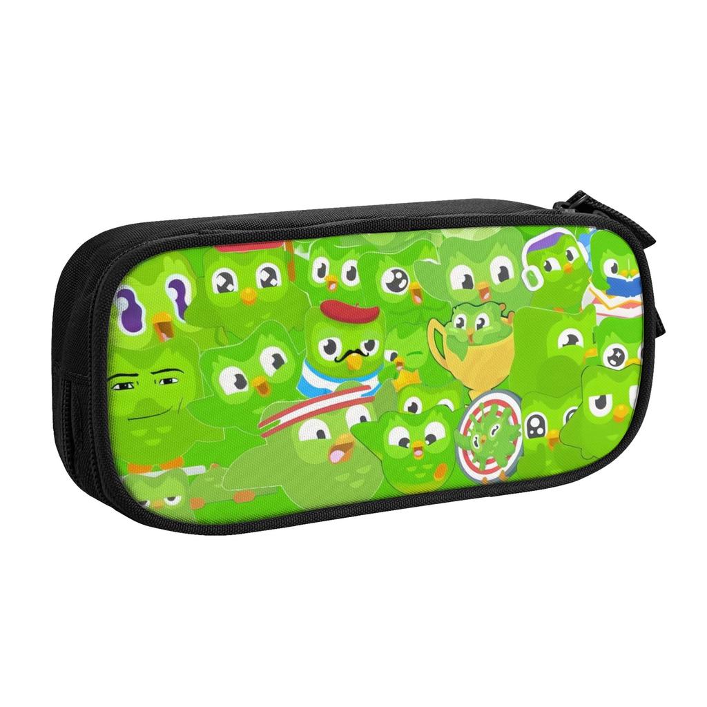 Cute Cartoon Duolingos Educational Parrot Kawaii Pencil Cases Girls Boys Large Capacity Pencil Box Student School