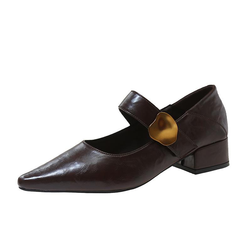 Туфли Мэри Джейн с темпераментом, с мелким вырезом, новые, ретро, с острым носком, универсальные, женские туфли, одинарные туфли