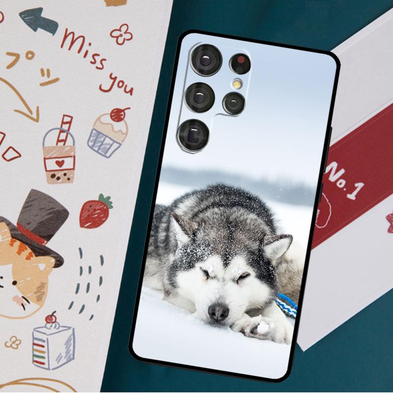 Alaskan Husky Dog Cute Puppy Case For Samsung Galaxy S23 S22 S21 Ultra S20 FE Note 20 Ultra S8 S9 S10 Note 10 Plus Cover