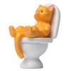 Resin Cat On Toilet Landscaping Ornaments Cartoon Animal Figurine for Home Decorations Desktop Mini Garden Accessories