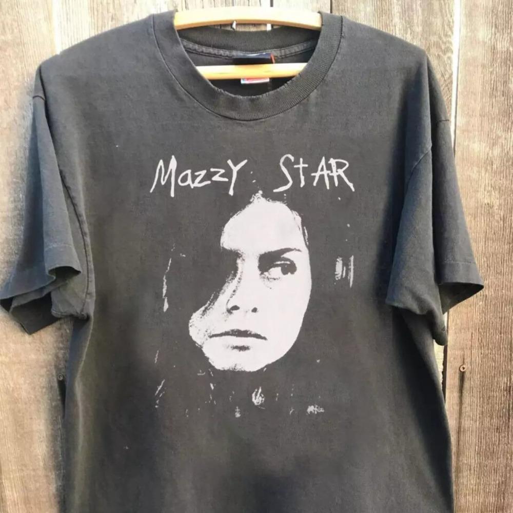 Футболка с узором Mazzy Star, Ретро Угольно-черная Мужская Футболка Летняя Новая Унисекс Повседневная Футболка