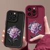 Мягкий чехол для телефона с принтом фиолетовой кристальной розы для iPhone 16 Pro Max 15 14 Pro 13 12 11 XS XR 8 7, модный противоударный чехол из ТПУ для защиты объектива, матовый чехол
