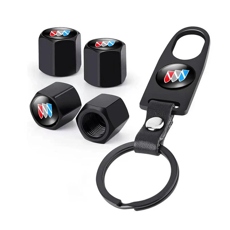 Car Wheel Tire Valve Stems Caps with car Keychain keyrings For Buick Avenir Enclave Century Encore Lacrosse XT GL6 Cascada