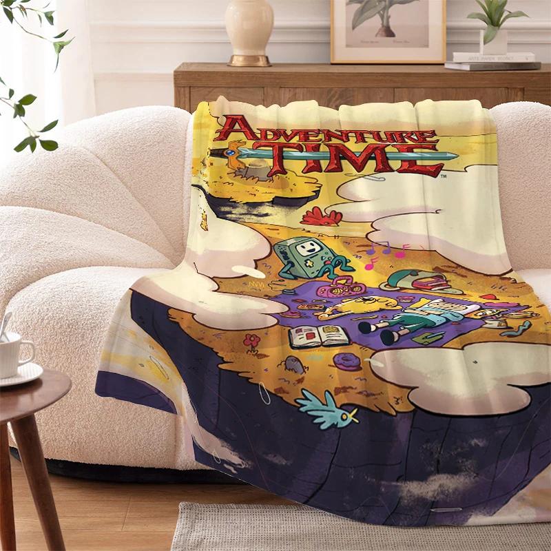 Fluffy Soft Blankets King Size A-Adventures Time Microfiber Bedding Warm Sofa Knee Fleece Camping Nap Flannel Double Bed Blanket