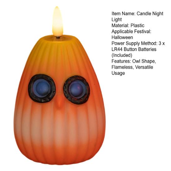 Осенняя Сова Беспламенная Свеча Светодиодный Ночник Работающий от Батареек Мерцающий Свет Свечи Хэллоуин Рождество Домашний Декор