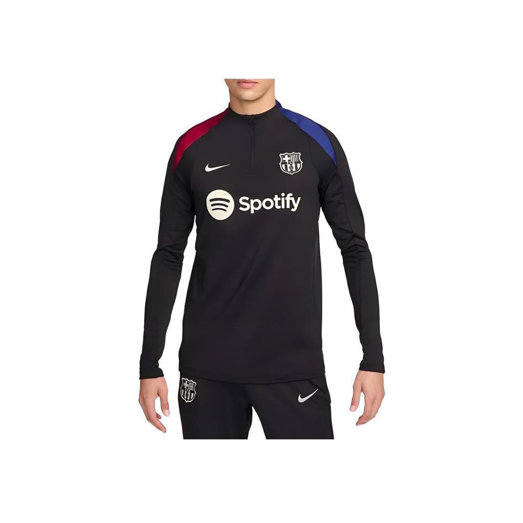 Nike Футболка FC Barcelona с принтом в виде букв, удобная, дышащая, с длинным рукавом, мужская, черная FN9834-011