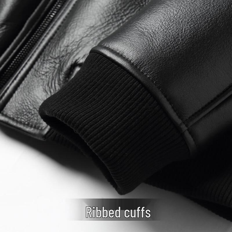 Men's Genuine Sheepskin Fur-Lined Leather Jacket with Turn-Down Collar