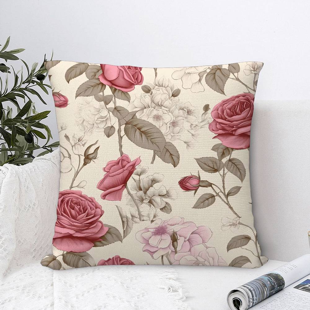 Наволочка с цветочным узором «Розы», декоративная для дивана, для дома, двусторонняя печать, плюшевая, квадратная, накидка на подушку, чехол для декора подушки