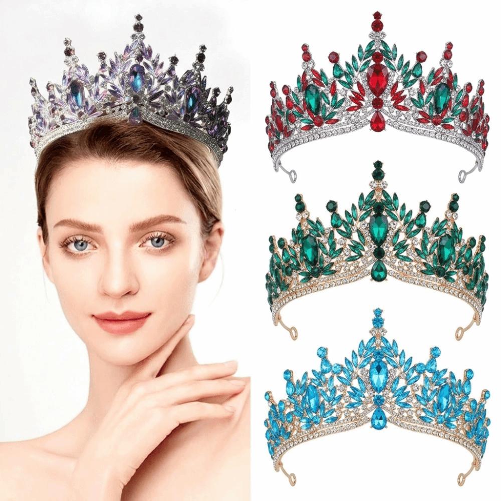Vintage Rhinestone Queen Princess Crown Baroque Sparkling Bridal Tiaras Water Drop Crystal Headband Hair Jewelry Accessories