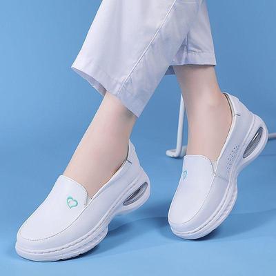 Женская обувь для медсестер - Мягкая, Дышащая, Нескользящая, Удобная, На плоской подошве, Воздушная подушка, Увеличивающая рост, Натуральная кожа для медицинской работы