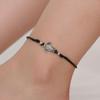 Vintage Hemp Rope Turtle Anklet: Handwoven with Ancient Silver Turtle Charm