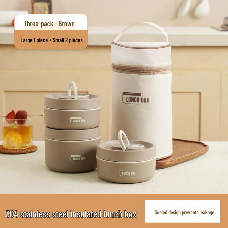 Многослойный ланч-бокс из нержавеющей стали 304 с суповой миской - Портативный и с термоизоляцией