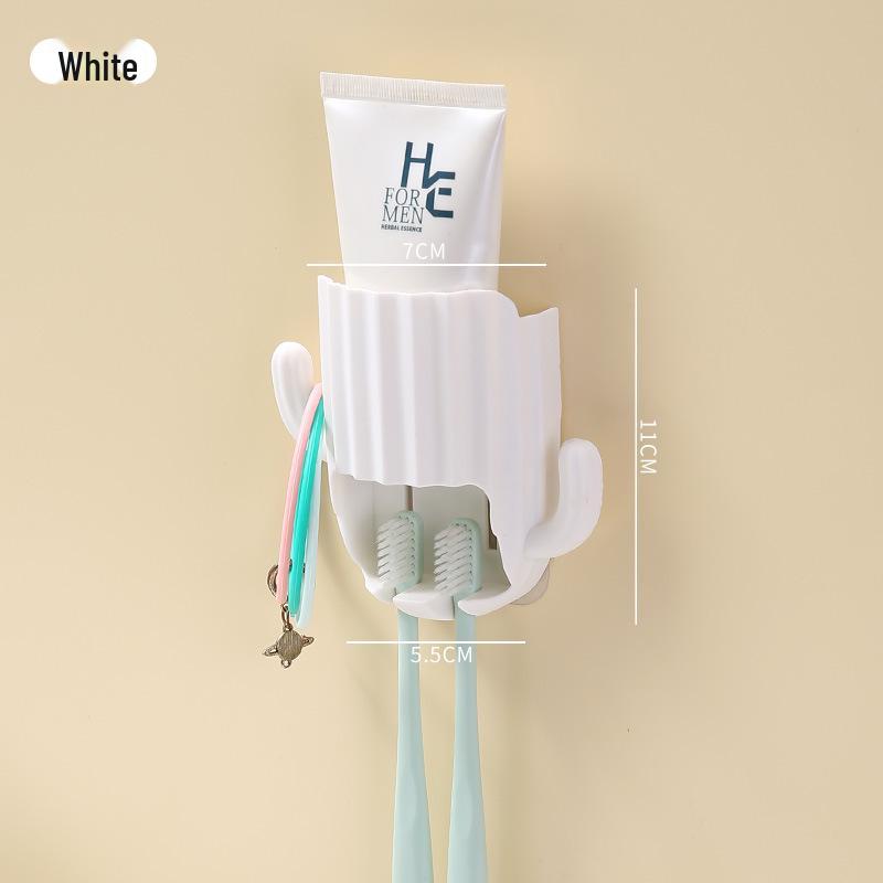 Cactus Suction Wall-Mounted Toothbrush Holder - Punch-Free Storage Rack