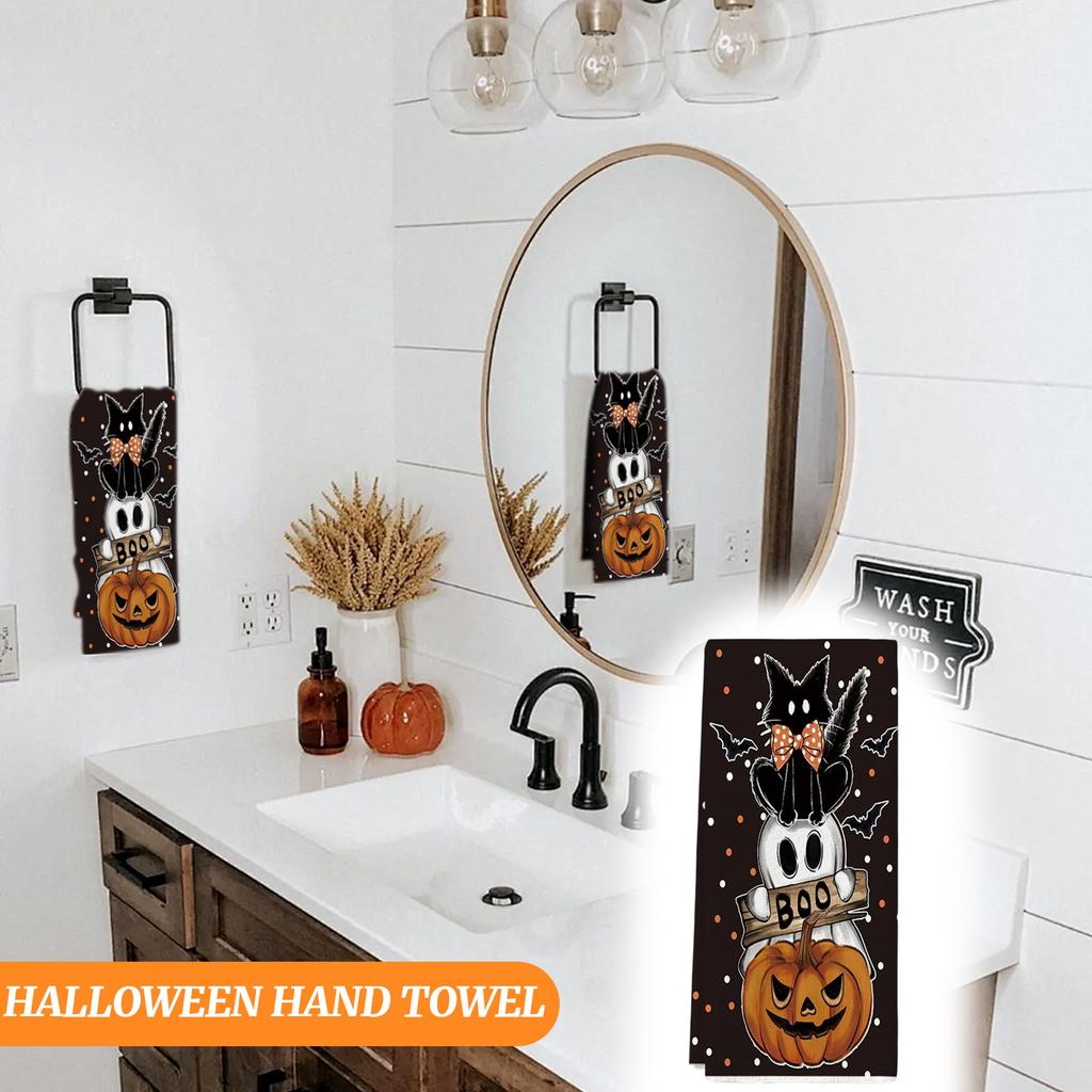 Microfiber Halloween Pumpkin Festival Green Elf/ Printed Towel Kitchen Washing Hand Towel Face Towel