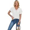 Women's Spring Summer Lace V-neck Ruffle Sleeves Solid Color Loose T-shirt