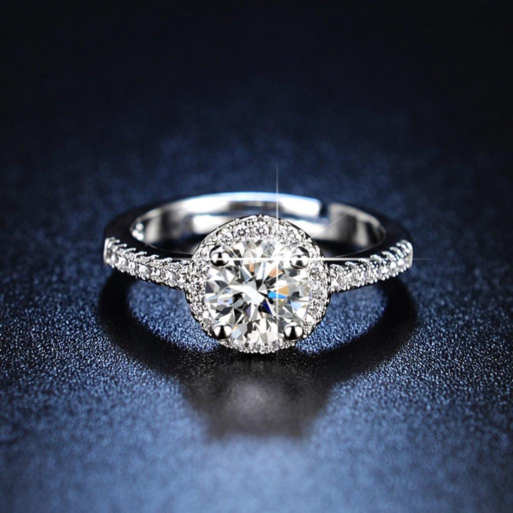 Открытое круглое кольцо для помолвки с муассанитом для женщин