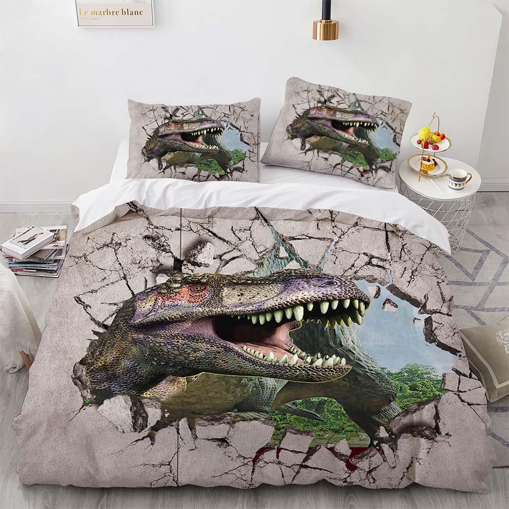 3D Dinosaur Bedding Sets Jurassic World Polyester Duvet Cover Sets Unique Dinosaur Bedding For Kids Adults Full King Twin Size