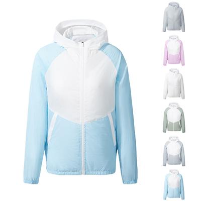 Женский летний костюм с вентилятором (включая комплект 9-лопастного бесщеточного 5В вентилятора) Рабочая одежда с длинным рукавом, капюшоном и молнией, защита от теплового удара, однотонная