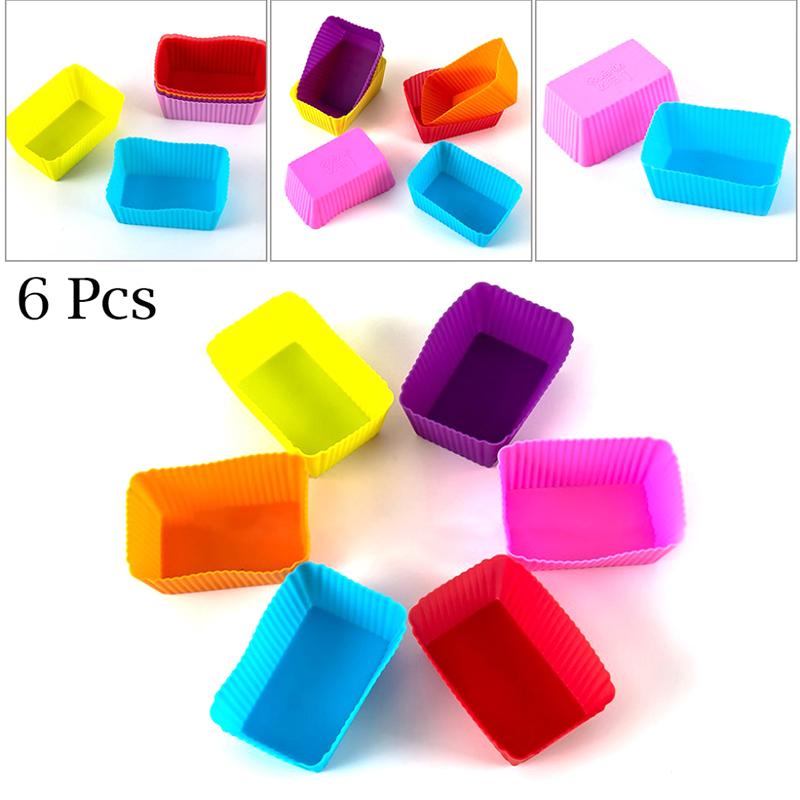 6шт силиконовые формы для торта прямоугольные мягкие формы для кексов и кексов