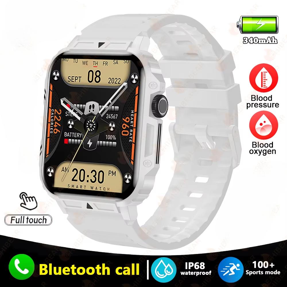 2025 Новые военные мужские умные часы Монитор здоровья Bluetooth-звонок Смарт-часы Фитнес IP68 Водонепроницаемые спортивные часы для женщин