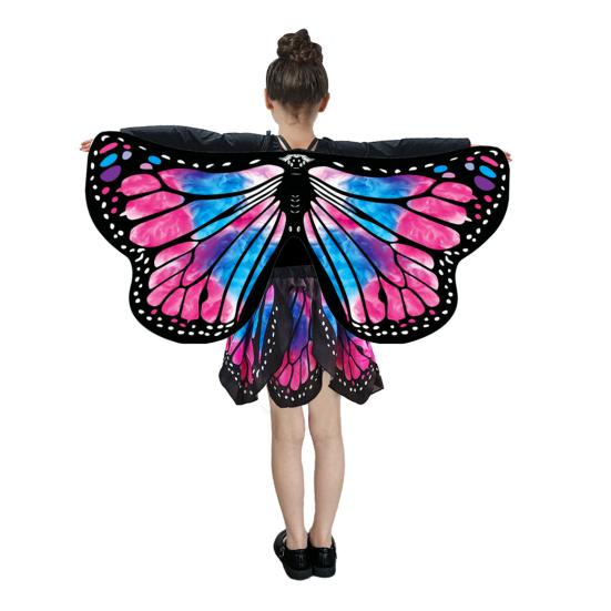 Yousheng 2Pcs/Set Girl Butterfly Wings Costume with Tutu Skirt Vibrant Color Versatile Seasonal Wear Carnival Cosplay Fairy Dress-Up Set