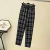 Women's Winter Mid-waist Padded Casual Pants Plaid Loose Pants