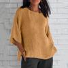Women's Fashion Half Sleeve Round Neck Solid Colour Loose Casual Shirt Top