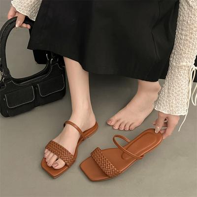 Женская обувь больших размеров лето 2025 новая женская уличная плетеная обувь сандалии шлепанцы женская обувь