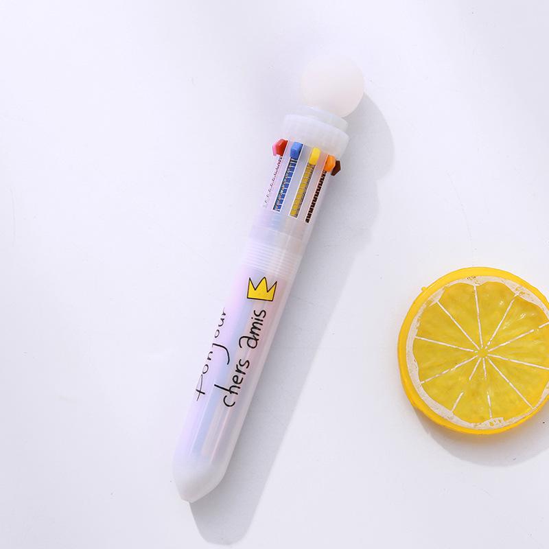 1pcs Creative Multicolor Office School Ballpoint Pen For Kids Gift Fashion 10 Colors Stationary Writing Pens Simple Signing Pen