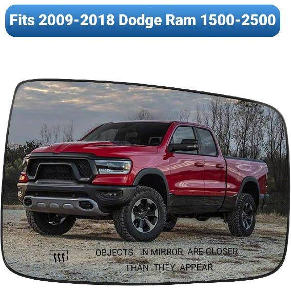 Для Dodge Ram 1500/2500 Зеркальное стекло с подогревом для пассажирской стороны | Замена зеркала для грузовика 2009-2018 | Выпуклая конструкция + Встроенный подогрев | Легкая установка