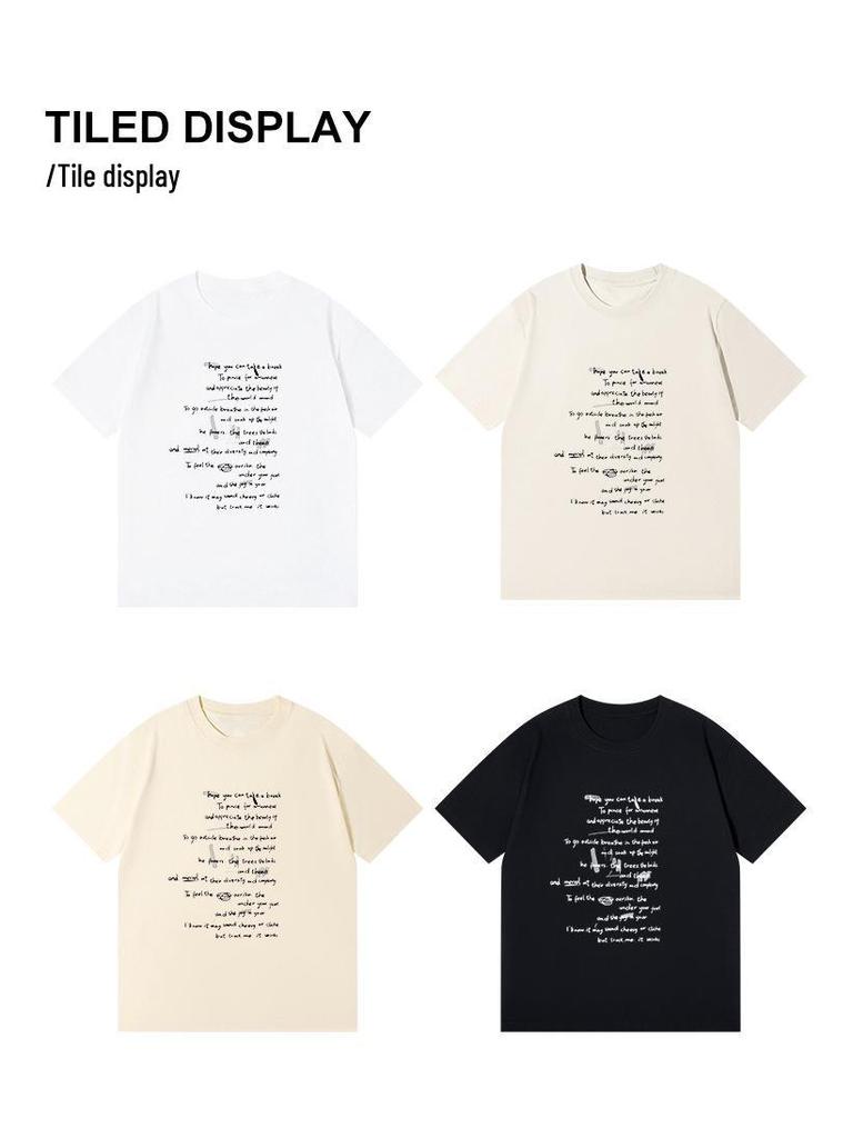 Women's Korean Style Cotton Letter Print Short Sleeve Loose T-shirt - Summer Student Fashion Top