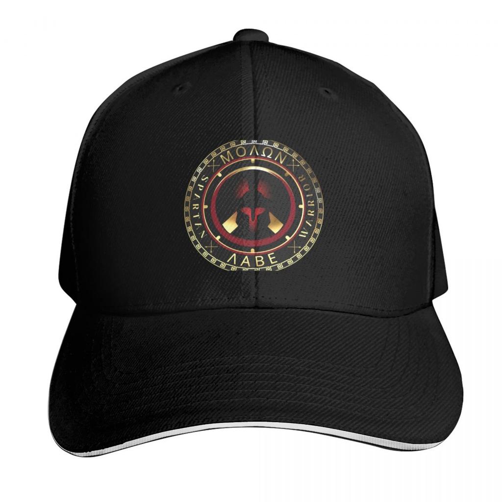 Molon Labe Spartan Helmet Greek Key Black Gold Red Baseball Cap Custom Cap Vintage Streetwear Golf Unisex Womens