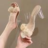 Thick Heel Transparent Slippers Female Summer Outer Wear 2025 New Fairy Style with Skirt Crystal High Heel Word with Cool Slippers