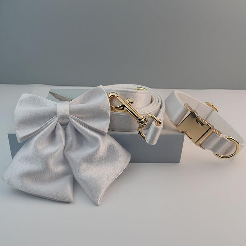 Белые шлейки персонализированные ошейники для щенков с бесплатным гравированным логотипом для собак, домашних животных, свадебные принадлежности Crystal01