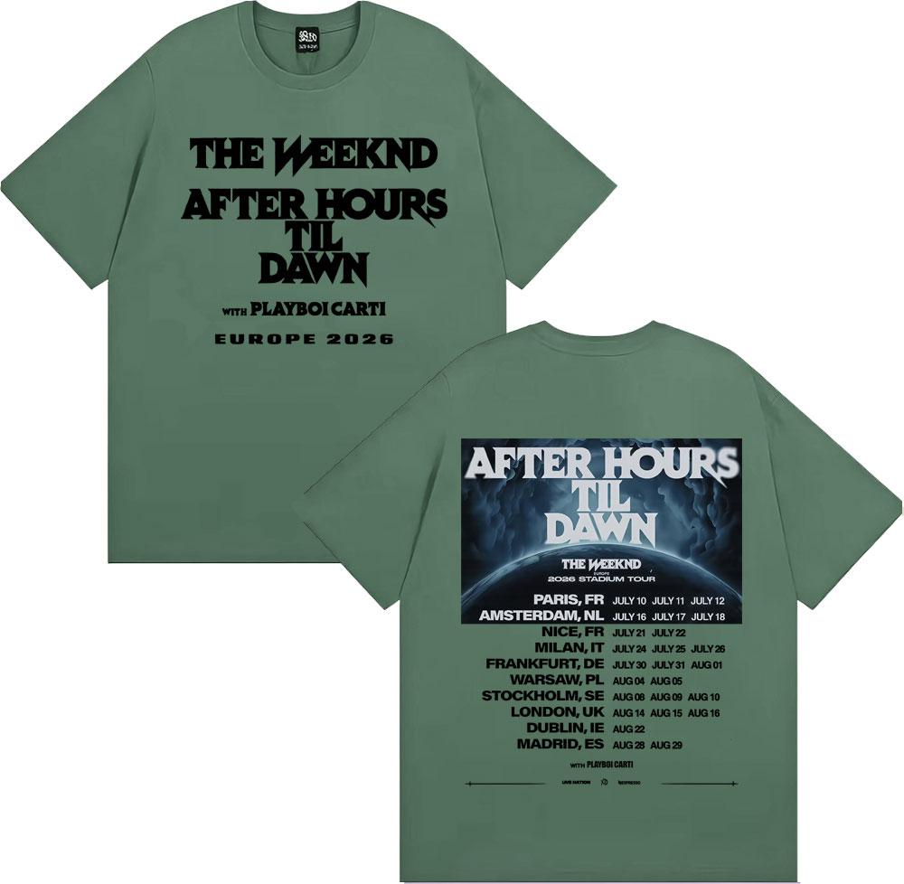 The Weeknd After Hours Til Dawn Европа 2026 Стадионный тур Футболки Унисекс Женская Мода Хип-хоп Оверсайз Хлопковые Футболки Уличная Одежда