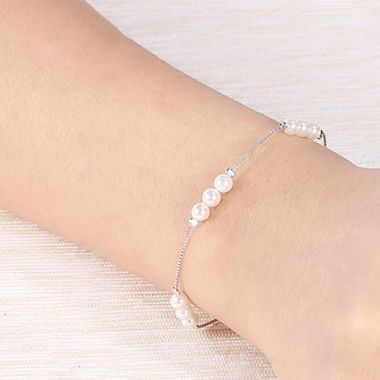 SILVERHOO женский браслет из искусственного жемчуга, простой серебряный браслет 925 пробы, женский нежный браслет из искусственного жемчуга для улицы