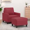 VidaXL Armchair with Footrest Bordeaux Red 60 Cm Faux Leather, Sofa, Armchair, TV Armchair, Single Sofa, Seat, 3201022