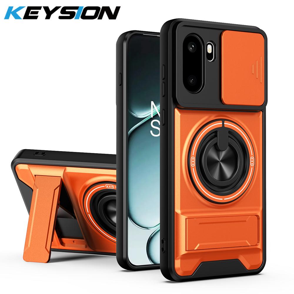 KEYSION Магнитный чехол для телефона для OnePlus 15R 5G 1+ Ace 6 6T Слайдер Защита камеры Вертикальная подставка Кольцо Ударопрочная задняя крышка