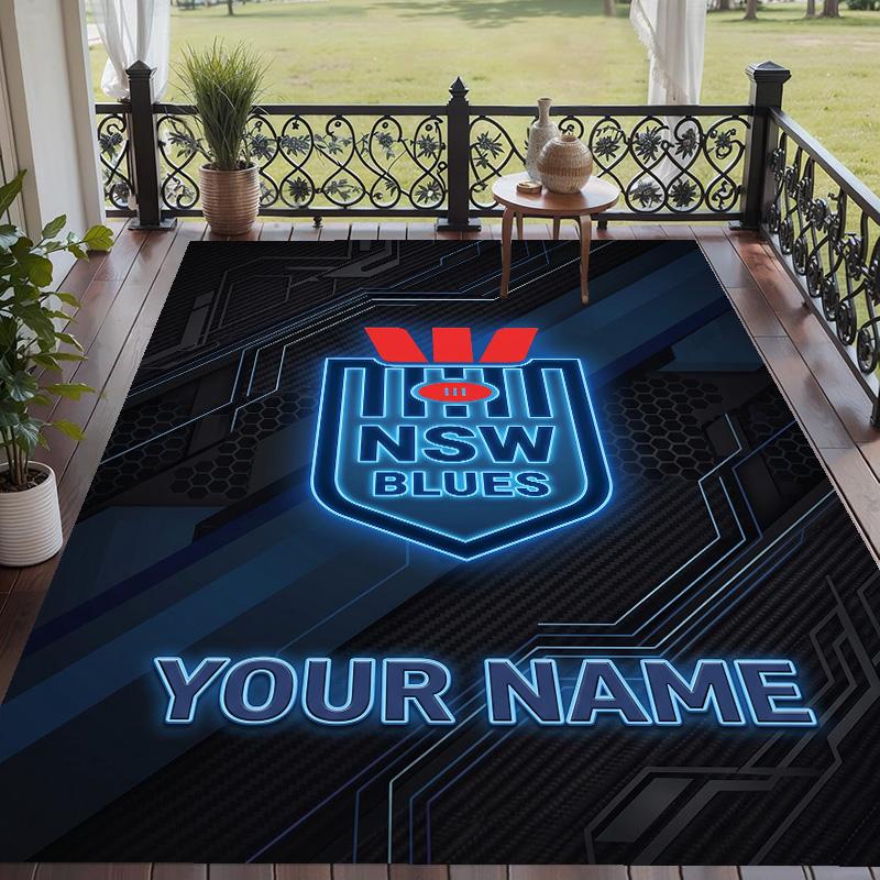 Custom Text Printed Rug NSW Blues logo Non Slip Floor Carpet For Home Room Decor