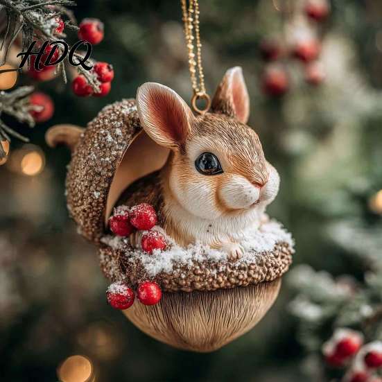 Детальные ornaments лесных животных Шишка Рождественские ornaments 2D Плоские акриловые Лес Рождественская елка Подвески Ретро стиль Подвески Милый Ёжик