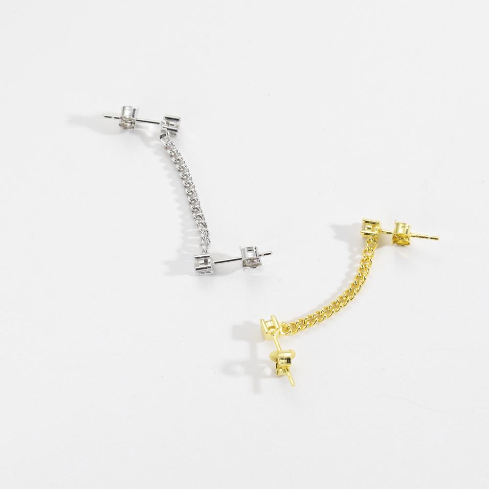 ANDYWEN Серьги-гвоздики из стерлингового серебра 925 пробы с золотой цепочкой в ​​стиле рок-панк, ювелирные изделия в подарок, роскошные ювелирные изделия, драгоценности