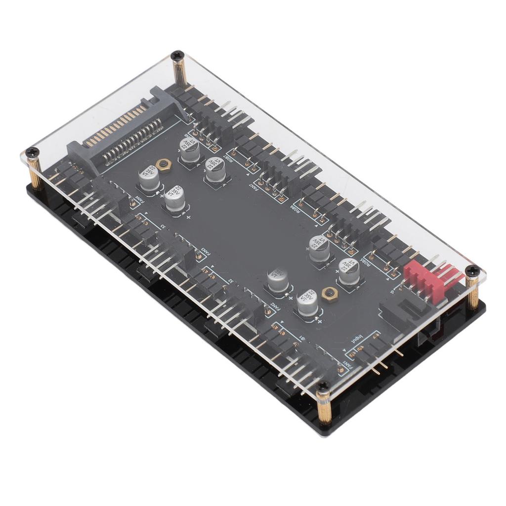 ARGB PWM 2 in 1 Hub 8 Way 5V 3 Pin ARGB HUB and 8 Way 12V 4 Pin PWM Hub with Acrylic Shell for Expanding Motherboard